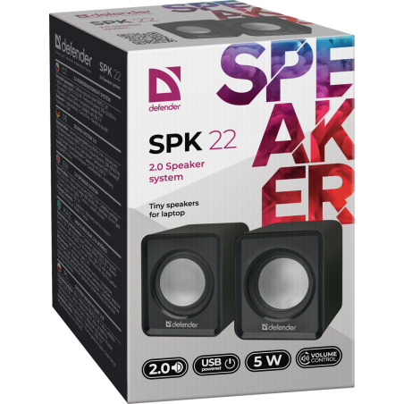 DEFENDER COMPUTER SPEAKERS 2.0 5W USB BLACK SPK-22