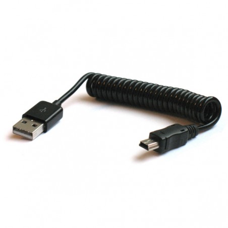 SAVIO SPIRAL CABLE USB TO USB MINI 5PIN 1M BLACK CL-12