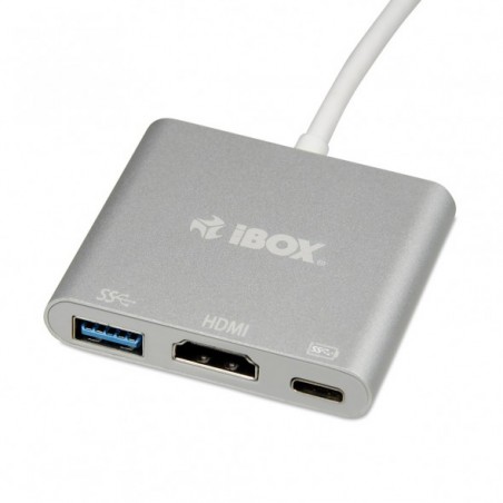 I-BOX ADAPTER USB3.1 GEN2 TYPE C TO HDMI UHD 4K / USB3.0 / TYPE C PD ALUMINIUM