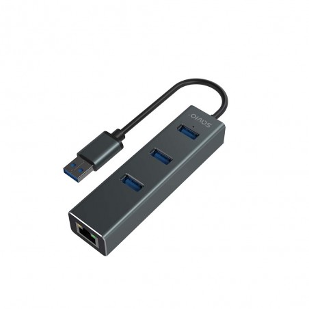 SAVIO HUB USB-A 3.1 GEN1 TO 3-PORT USB-A 3.1 GEN1 WITH RJ-45 GIGABIT ETHERNET ADAPTER AK-58