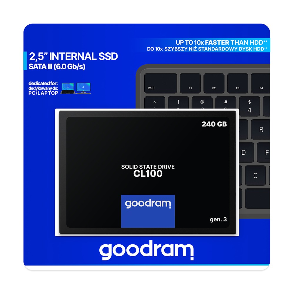 GOODRAM CL100 G.3 SSD 2.5'' 3D NAND SATA III 240GB (READ:520MB/s / WRITE:400MB/s)