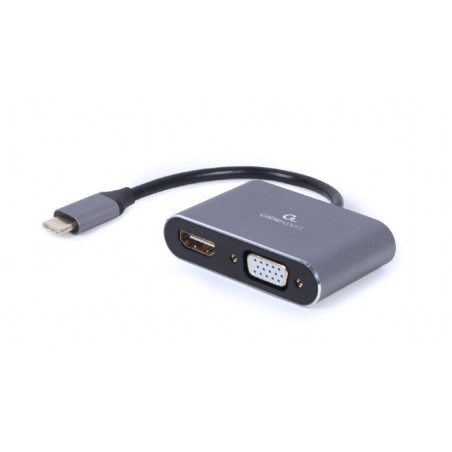 CABLEXPERT ADAPTER USB-C (M) TO HDMI (F) / VGA (F) D-SUB GREY A-USB3C-HDMIVGA-01