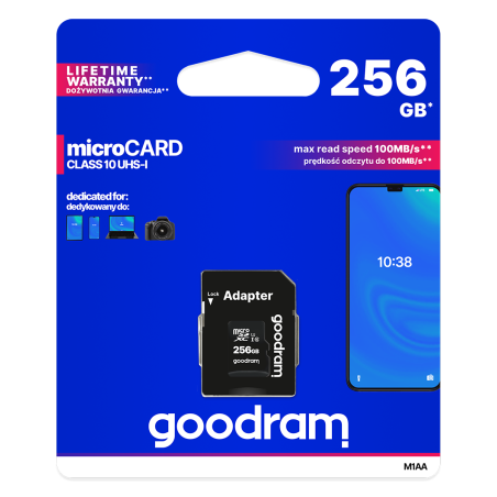 GOODRAM MICRO CARD 256GB CL 10 UHS I + ADAPTER M1AA