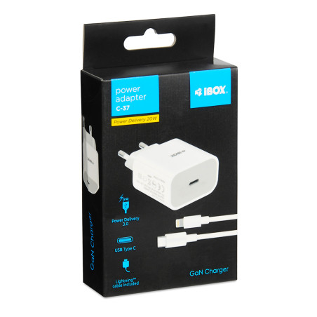 I-BOX C37 WALL CHARGER PD3.0 20W WITH USB-C TO LIGHTNING CABLE