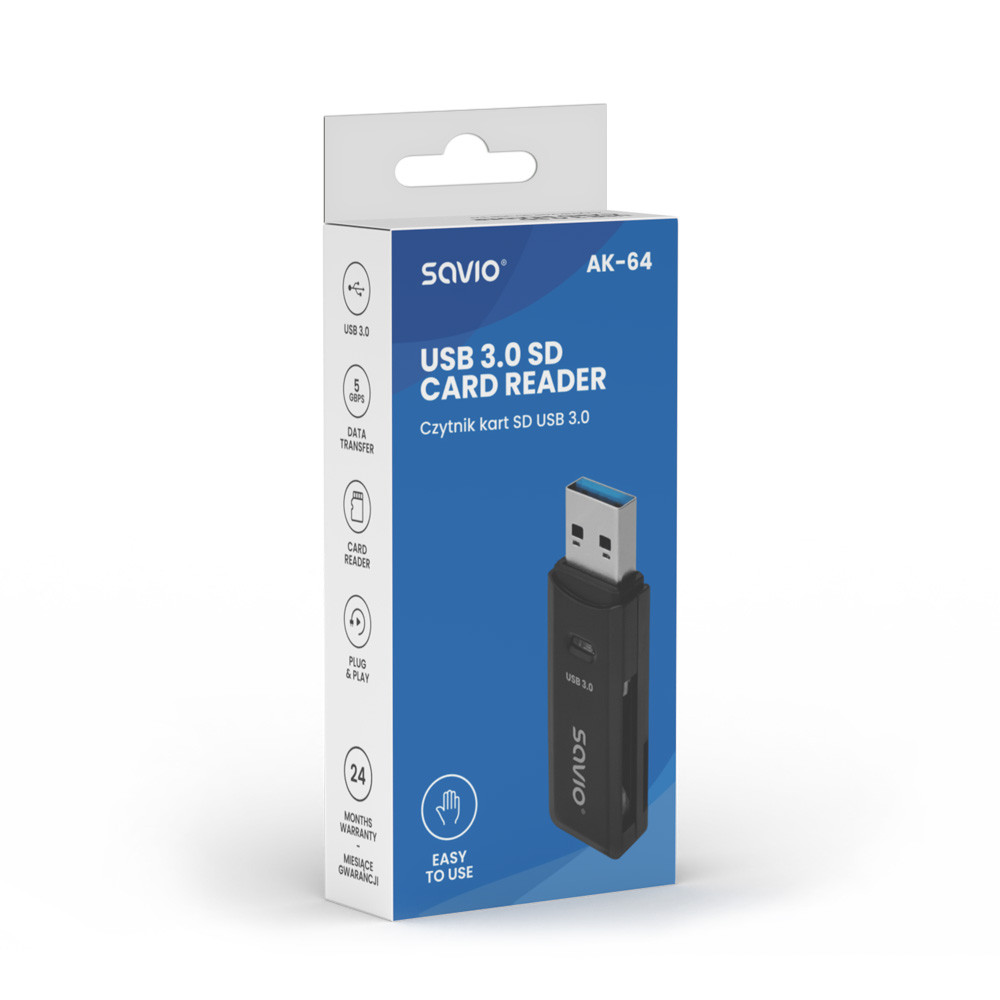 SAVIO SD CARD READER USB 3.0 AK-64