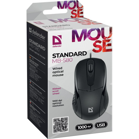 DEFENDER WIRED OPTICAL MOUSE BLACK MB-580