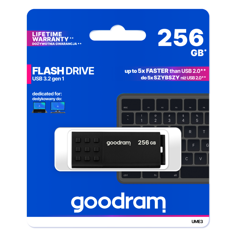 GOODRAM USB 3.2 GEN1 256GB BLACK UME3