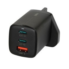 I-BOX C65 GAN WALL CHARGER 65W BLACK USB-C1/2 PD3.0 &USB-A QC4.0 WITH USB-C CABLE
