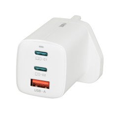 I-BOX C65 GAN WALL CHARGER 65W WHITE USB-C1/2 PD3.0 &USB-A QC4.0 WITH USB-C CABLE