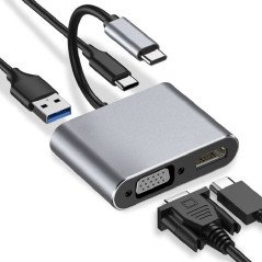 I-BOX ADAPTER USB-C (M) TO HDMI 4K (F) / VGA FHD (F) / USB 3.2 / PD 100W