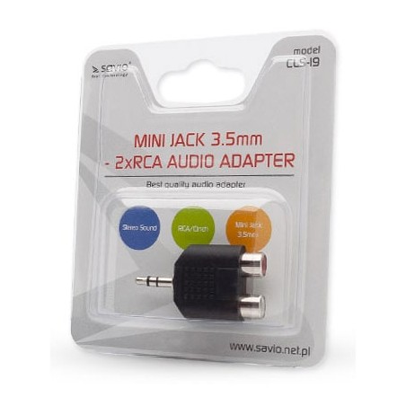 SAVIO MINI JACK 3.5MM (M) TO 2x RCA (F) AUDIO ADAPTER CLS-19