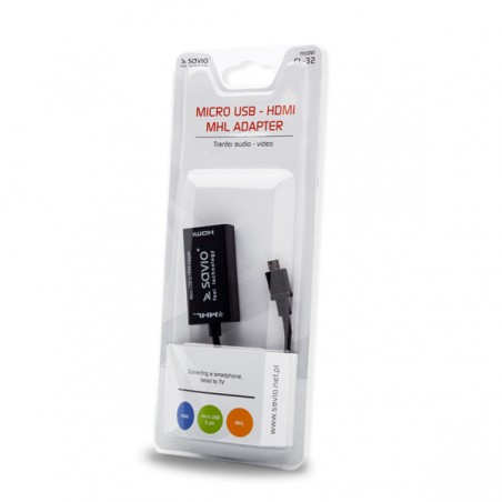 SAVIO MHL ADAPTER MICRO USB (M) TO HDMI (F) CL-32