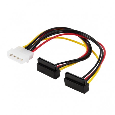 SAVIO POWER CABLE MOLEX 4 PIN (M) TO 2x SATA 15 PIN (F) ANGLED AK-19