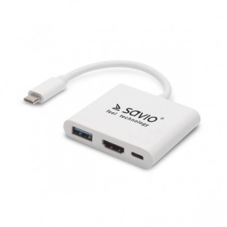 SAVIO ADAPTER USB TYPE C TO HDMI / USB 3.0 / USB TYPE C POWER DELIVERY AK-48