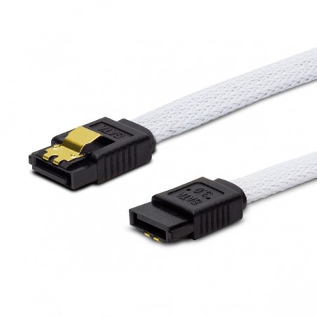 SAVIO SATA III CABLE WHITE BRAID / STRAIGHT / GOLDEN CATCH 50CM GAK-05