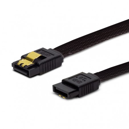 SAVIO SATA III CABLE BLACK BRAID / STRAIGHT / GOLDEN CATCH 50CM GAK-06