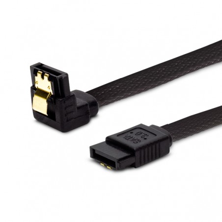 SAVIO SATA III CABLE BLACK BRAID / ANGLED / GOLDEN CATCH 50CM GAK-08