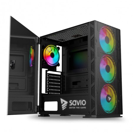 SAVIO ATX MID-TOWER CASE RAPTOR X1 ARGB MESH / GLASS