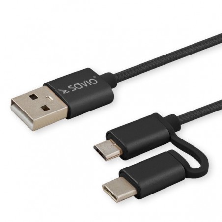 SAVIO CABLE USB2.0 TO MICRO USB / TYPE C 1M CL-128