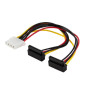 SAVIO POWER CABLE MOLEX (F) 4 PIN – 2X SATA 15 PIN (F) ANGLED AK-12