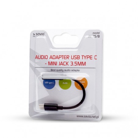 SAVIO AUDIO ADAPTER USB TYPE C 3.1 (M) TO JACK 3.5MM (F) BLACK AK-35/B