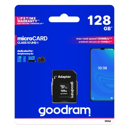 GOODRAM MICRO CARD 128GB CL 10 UHS I + ADAPTER M1AA