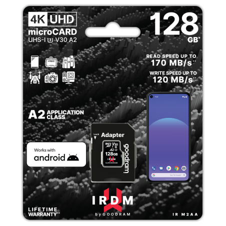 IRDM BY GOODRAM M2AA 128GB MICRO CARD UHS I U3 A2 + ADAPTER